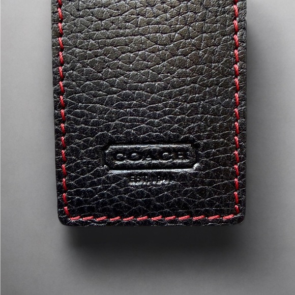 Vintage Coach Black Red Photo Frame Holder Leather Bookmark - Picture 4 of 6